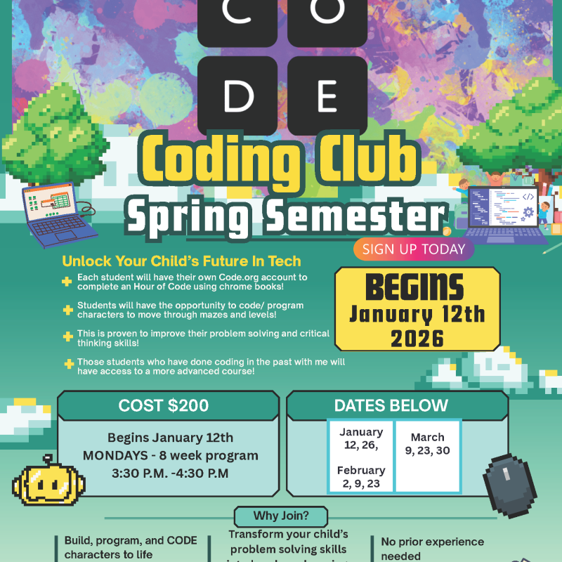 Enrichment - Coding Club (KG-5th) (Spring 2026)