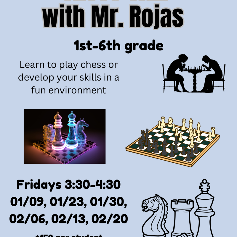 Enrichment - Chess w/ Rojas (1st-6th grade) Spring 2026