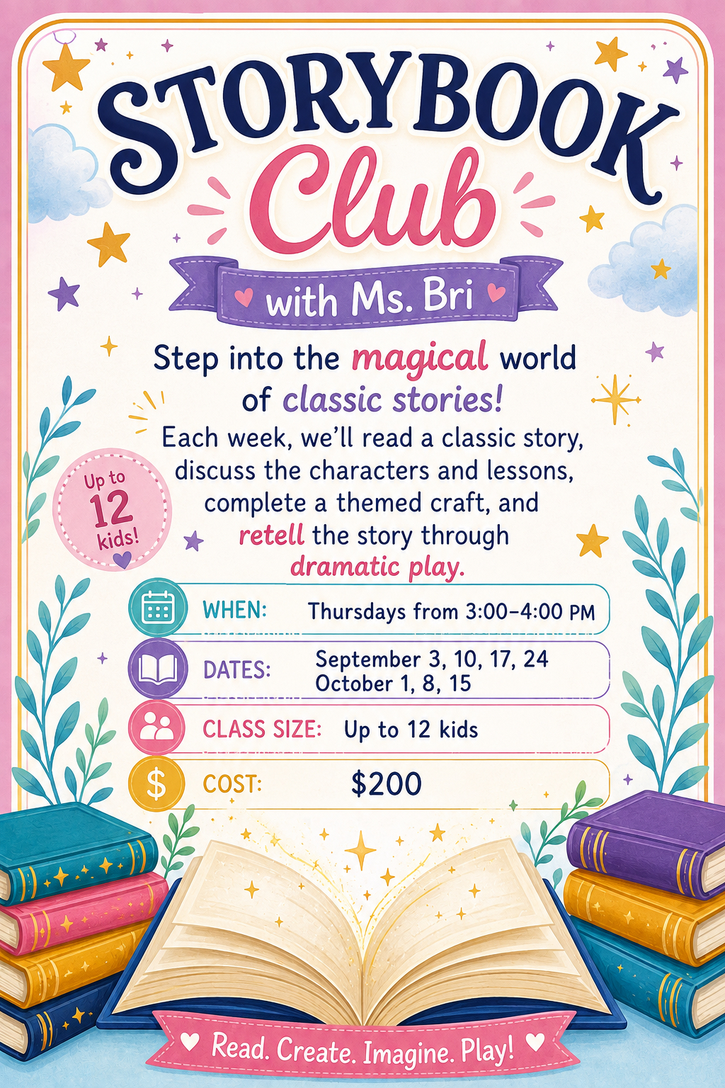 Enrichment - Storybook Club w/ Ms. Bri (Pre-Prep ONLY) Thursdays 9/3-10/15/2026