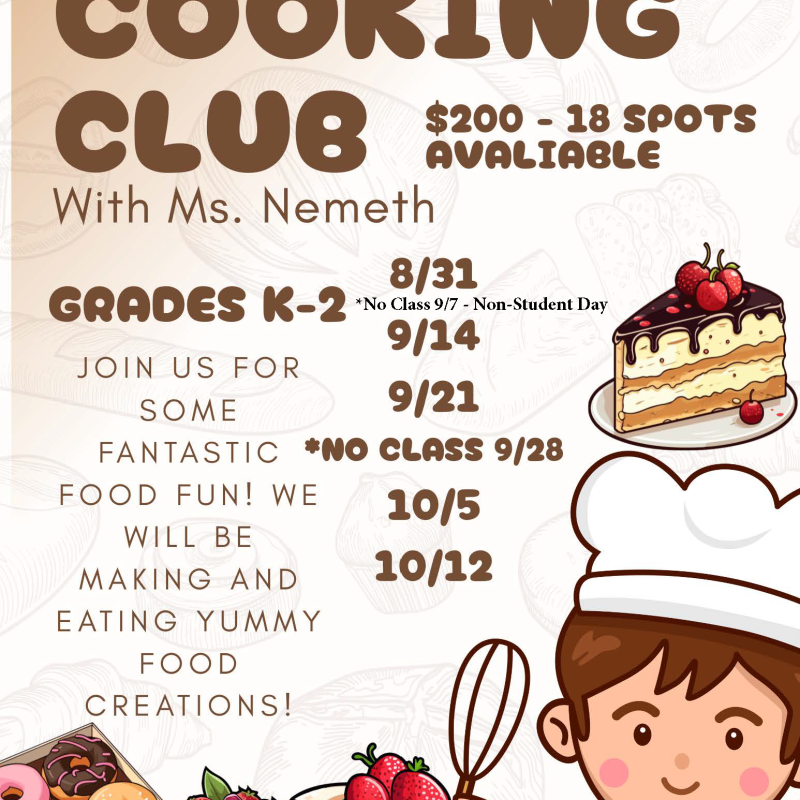 Enrichment - Cooking Club w/ Ms. Nemeth (K-2nd)