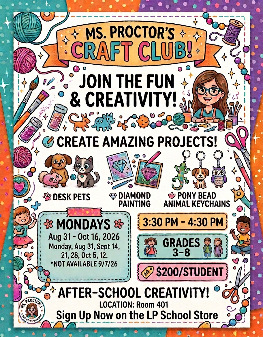 Enrichment - Craft Club w/ Ms. Proctor (3-8th)