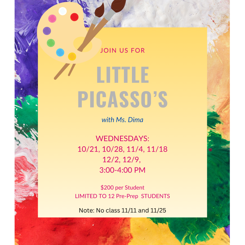 Enrichment - Little Picasso's w/ Ms. Dima (PRE-PREP ONLY)