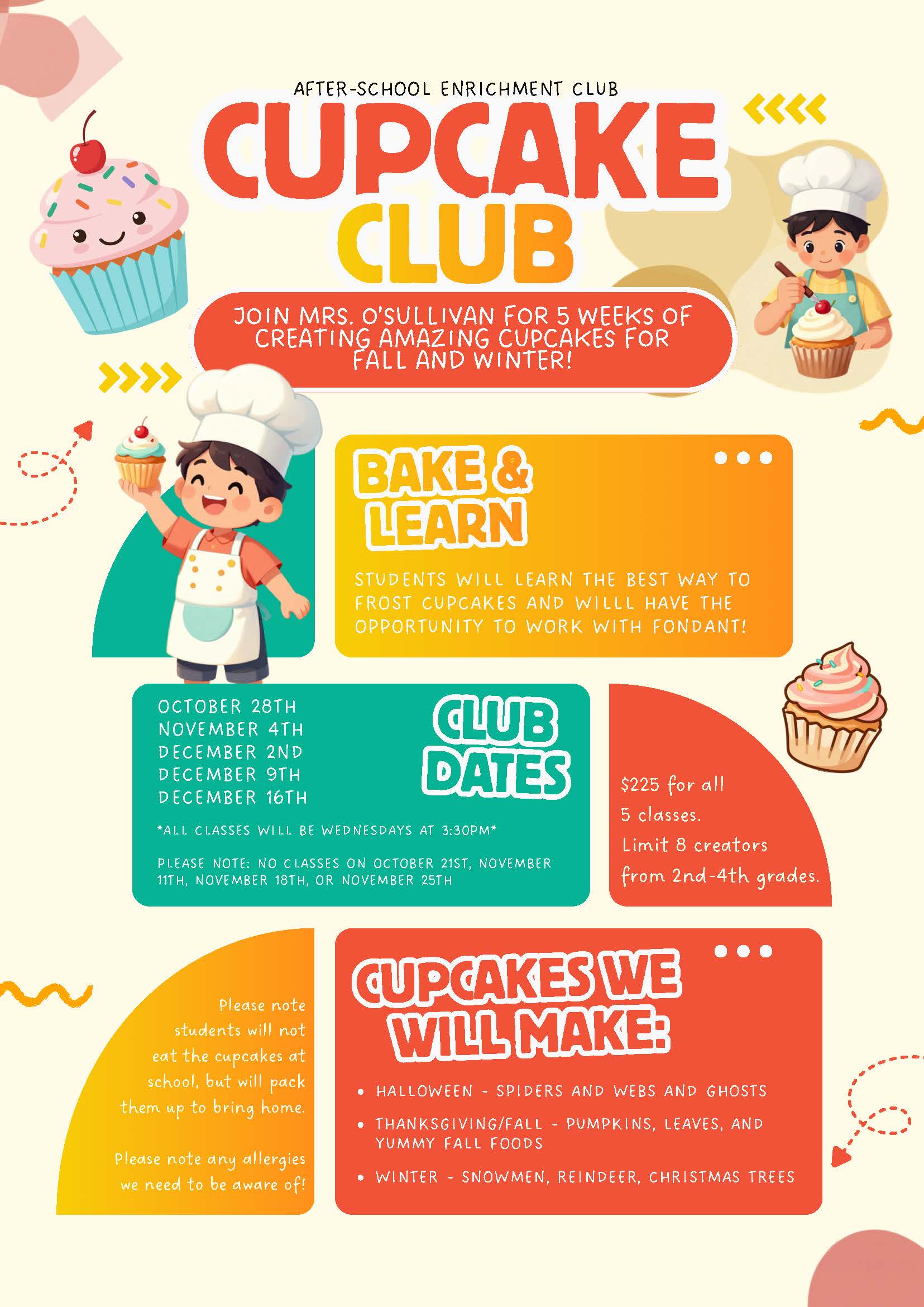Enrichment - Cupcake Club w/ Ms. O'Sullivan (2nd-4th)